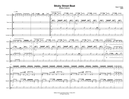 Sticky Street Beat Intermediate Drumline Cadence Sheet Music