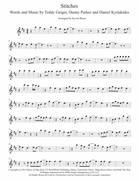 Stitches Alto Sax Sheet Music