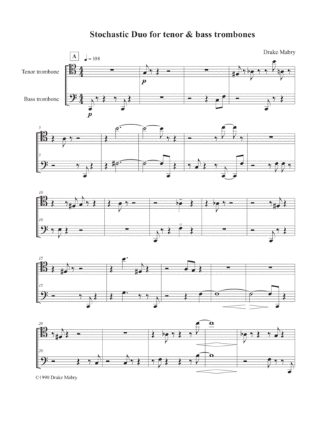 Free Sheet Music Stochastic Duo For Tenor And Bass Trombones