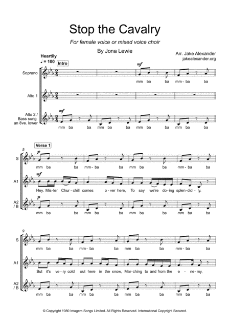 Stop The Cavalry Saa Sab Sheet Music