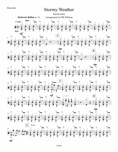 Free Sheet Music Stormy Weather Drum Set