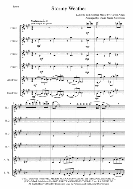 Stormy Weather For Flute Sextet Or Flute Choir Sheet Music