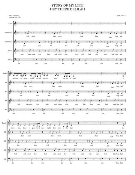 Free Sheet Music Story Of My Life Hey There Delilah A Cappella Ssaa