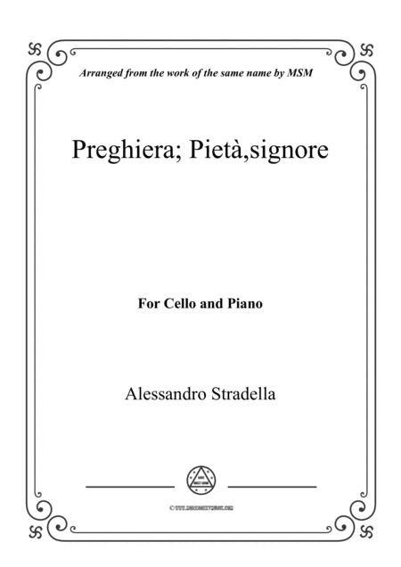 Free Sheet Music Stradella Preghiera Piet Signore For Cello And Piano