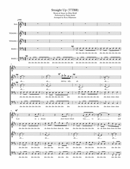 Free Sheet Music Straight Up A Cappella Ttbb