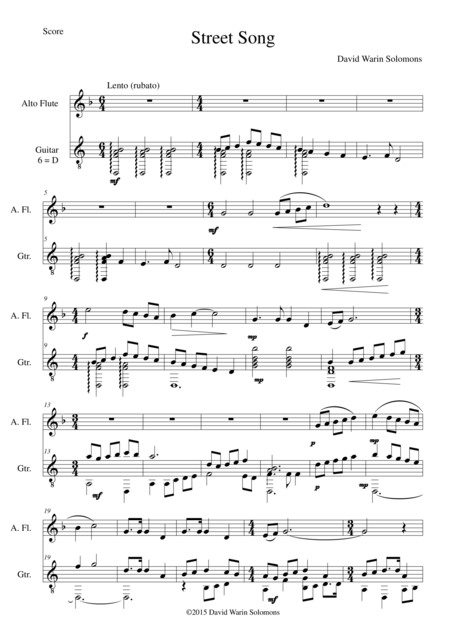 Free Sheet Music Street Song For Alto Flute And Guitar