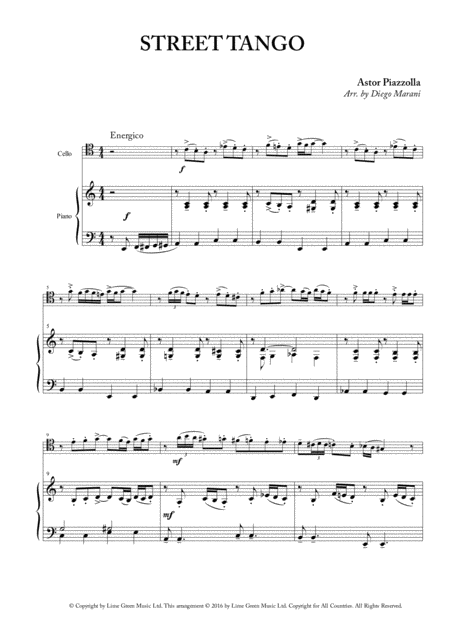 Free Sheet Music Street Tango For Cello And Piano