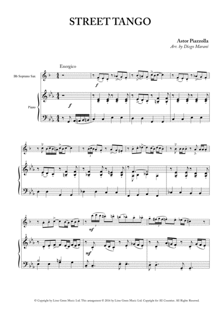 Free Sheet Music Street Tango For Soprano Saxophone And Piano