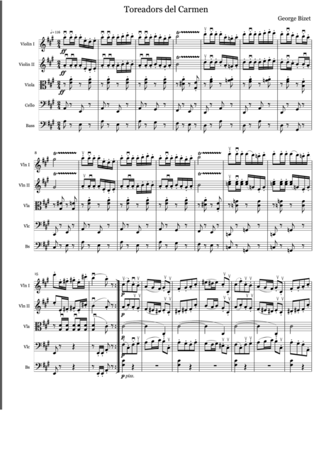 Free Sheet Music String Chamber Series Toreadors From Carmen