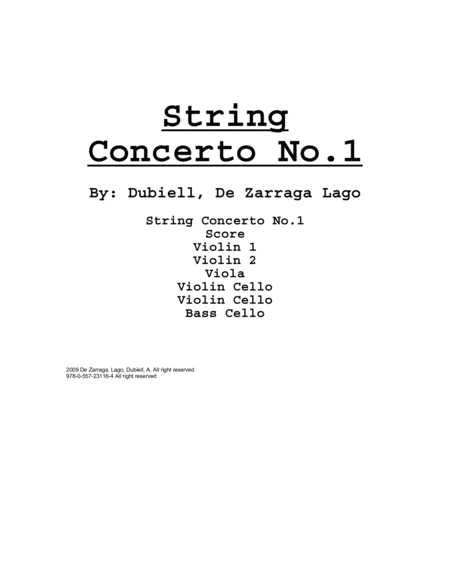 Free Sheet Music String Concerto No 1