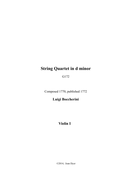 Free Sheet Music String Quartet In D Minor G 172 First Violin