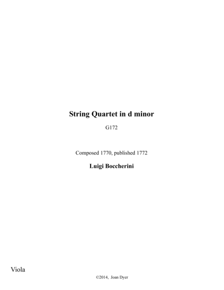 String Quartet In D Minor G 172 Viola Sheet Music