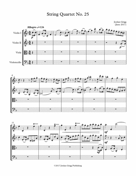 String Quartet No 25 Sheet Music