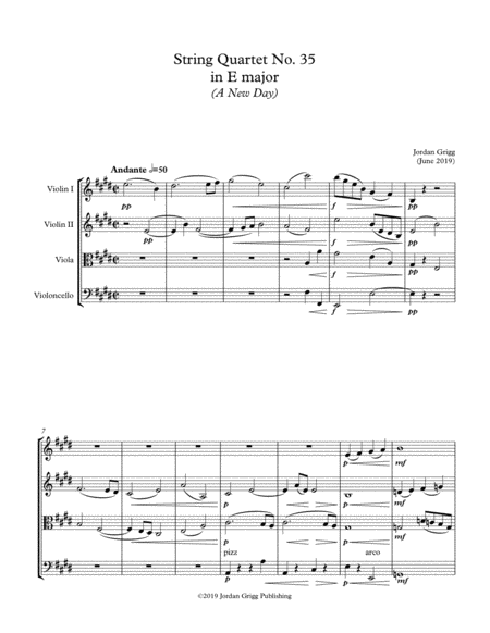 String Quartet No 35 In E Major A New Day Sheet Music