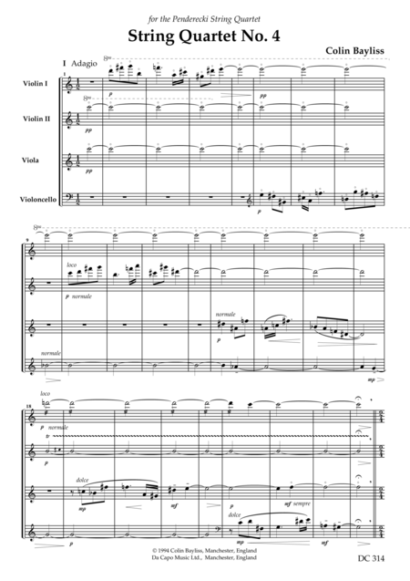 String Quartet No 4 Score Sheet Music