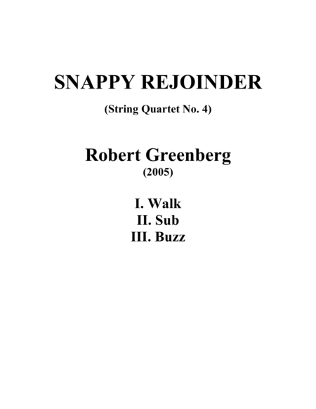 String Quartet No 4 Snappy Rejoinder Sheet Music