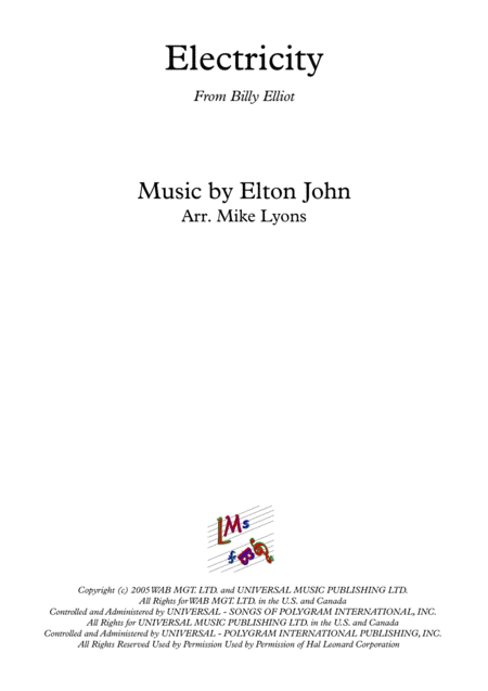 Free Sheet Music String Quintet Or String Orchestra Electricity From The Broadway Musical Billy Elliot