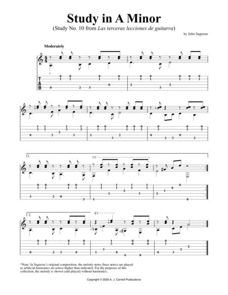 Study In A Minor Study No 10 From Las Terceras Lecciones De Guitarra Sheet Music