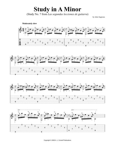 Study In A Minor Study No 7 From Las Segundas Lecciones De Guitarra Sheet Music