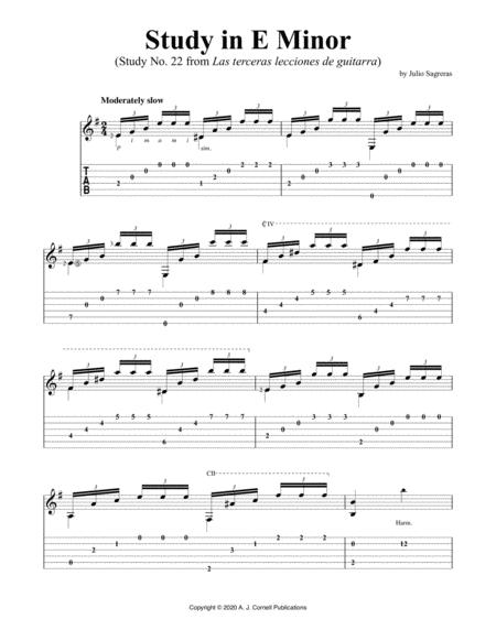 Study In E Minor Study No 22 From Las Terceras Lecciones De Guitarra Sheet Music