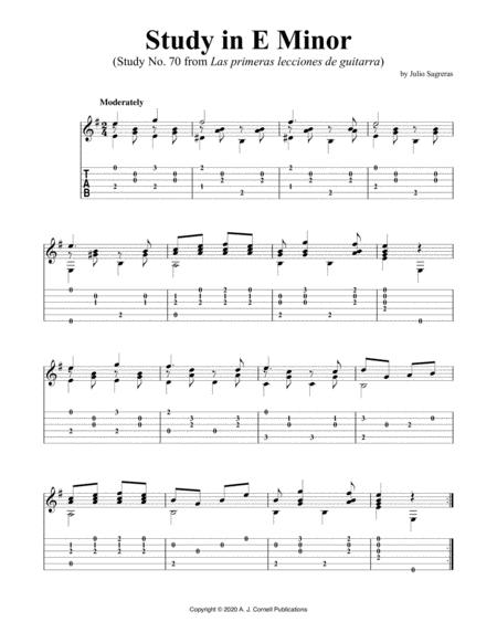 Study In E Minor Study No 70 From Las Primeras Lecciones De Guitarra Sheet Music