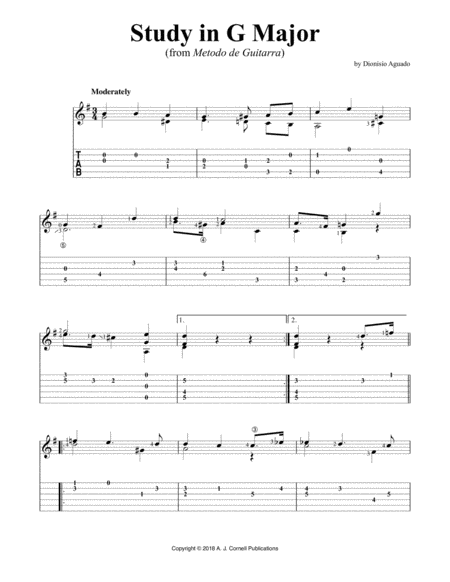 Study In G Major From Metodo De Guitarra Sheet Music