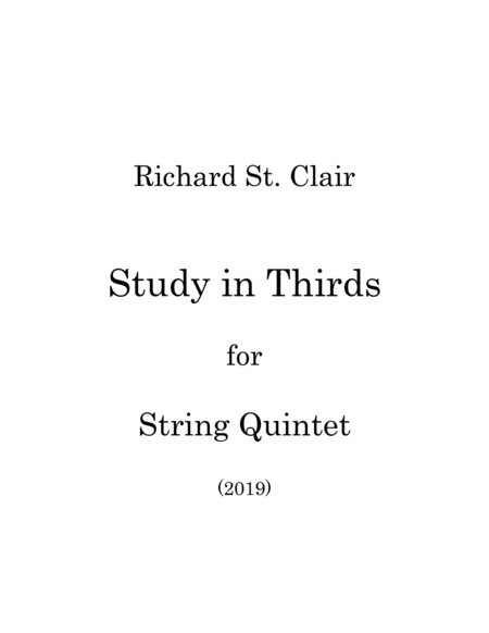 Free Sheet Music Study In Thirds For String Quintet 2019 Score And Parts