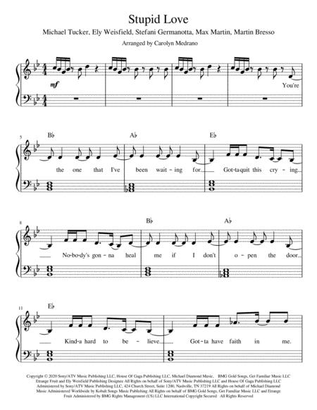 Stupid Love Intermediate Piano Sheet Music