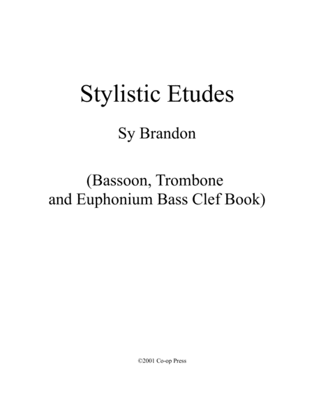 Free Sheet Music Stylistic Etudes For Bassoon Trombone Or Euphonium