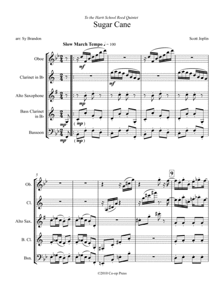 Sugar Cane For Reed Quintet Sheet Music