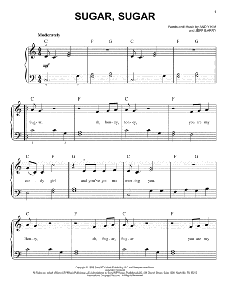 Free Sheet Music Sugar Sugar