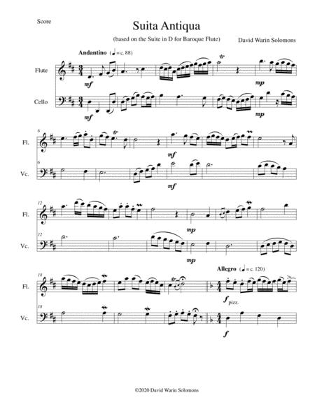 Free Sheet Music Suita Antiqua For Flute And Cello