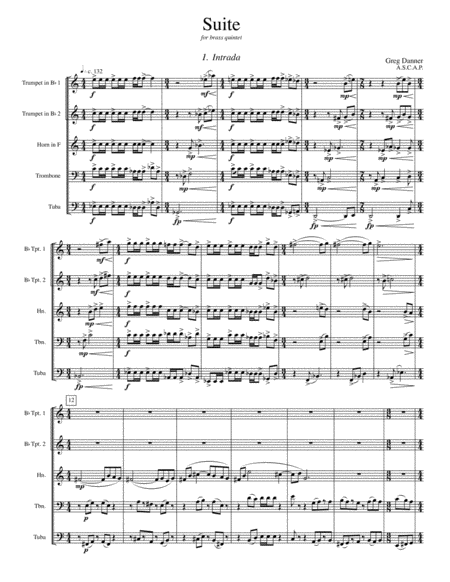 Suite For Brass Quintet Sheet Music