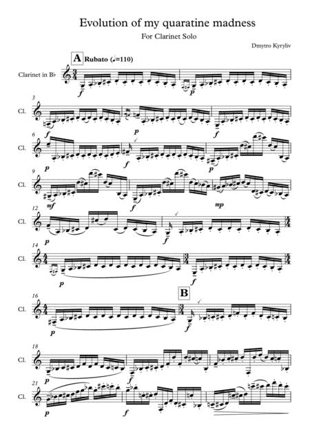 Suite For Clarinet Solo Evolution Of My Quarantine Madness Sheet Music