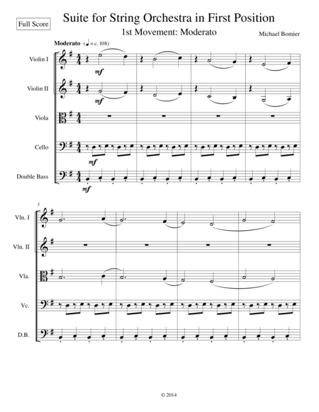 Suite For First Position String Orchestra In Three Movements Sheet Music