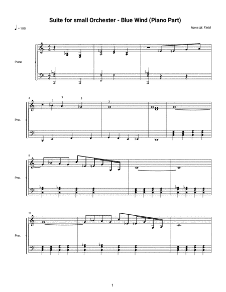 Suite For Small Orc Hestra Blue Wind Piano Part Sheet Music