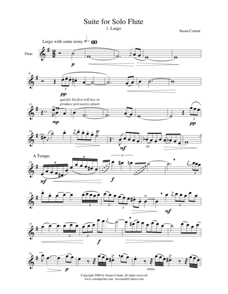 Suite For Solo Flute 1 Largo Sheet Music