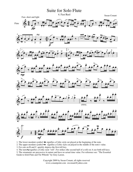 Free Sheet Music Suite For Solo Flute 4 Fast Reel