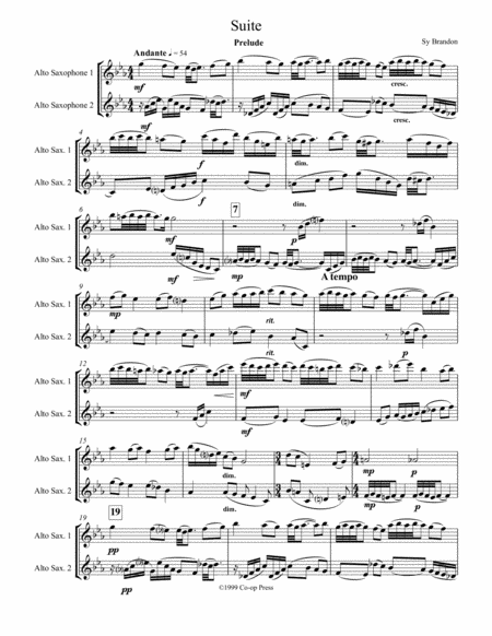 Suite For Two Saxophones Sheet Music