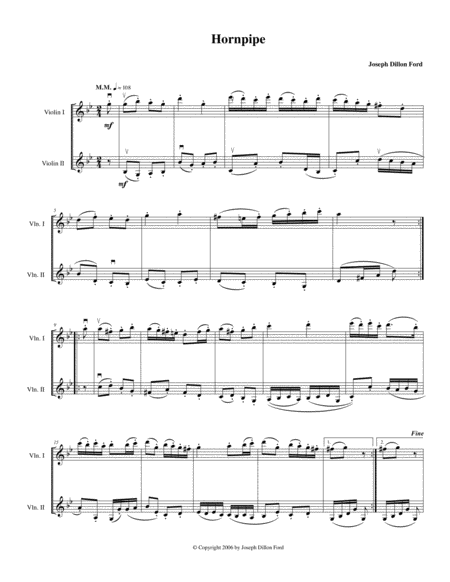 Suite For Two Violins 4 Hornpipe Sheet Music