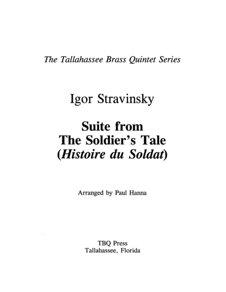 Free Sheet Music Suite From The Soldiers Tale Histoire Du Soldat