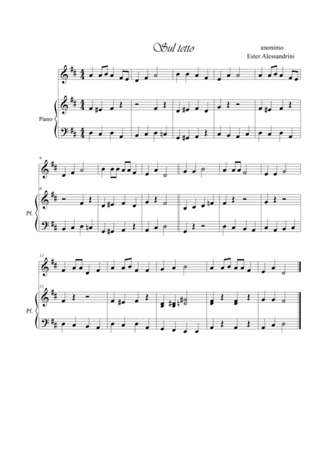 Free Sheet Music Sul Tetto Violino E Piano