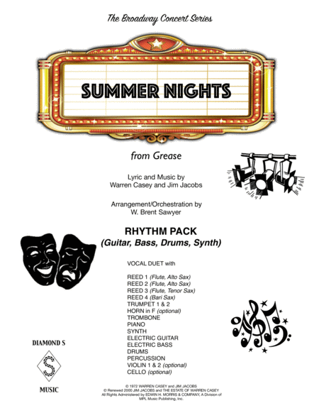 Free Sheet Music Summer Nights Rhythm Pack Guitar Bass Drums Synth