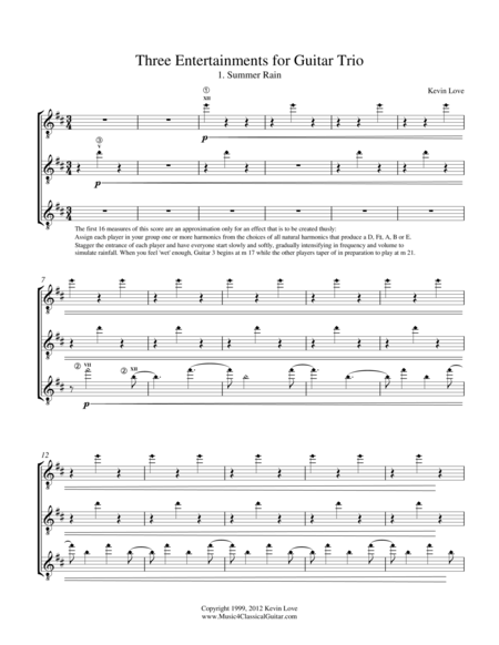 Summer Rain Guitar Trio Score And Parts Sheet Music