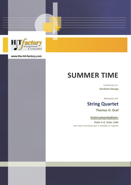 Summertime Gershwin 11 8 String Quartet Sheet Music