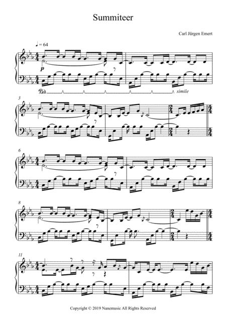 Free Sheet Music Summiteer Piano Melancola