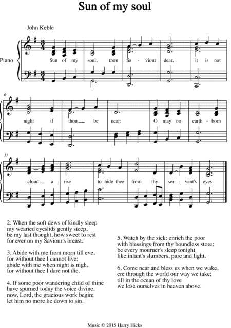 Free Sheet Music Sun Of My Soul A New Tune To A Wonderful John Keble Hymn