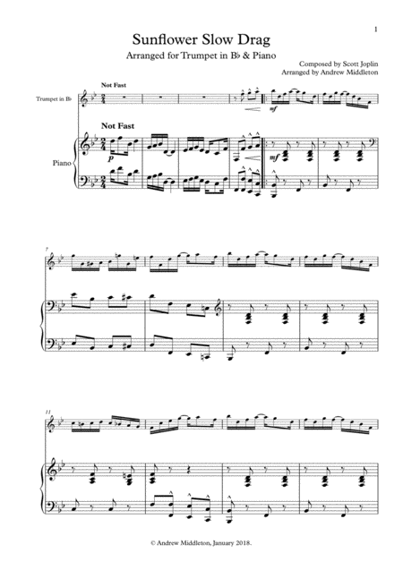 Free Sheet Music Sunflower Drag For Trumpet In B Flat And Piano