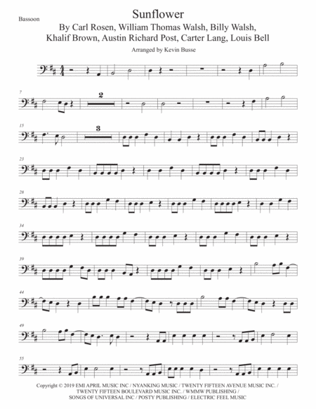 Sunflower Spider Man Into The Spider Verse Bassoon Original Key Sheet Music