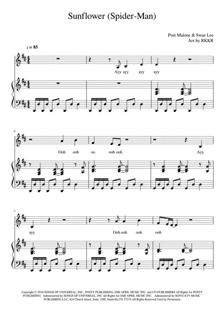 Free Sheet Music Sunflower Spider Man